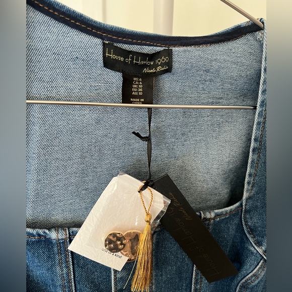 House of Harlow 1960 NWT Long Sleeve Denim Button Up Mini Dress - Picture 2 of 6